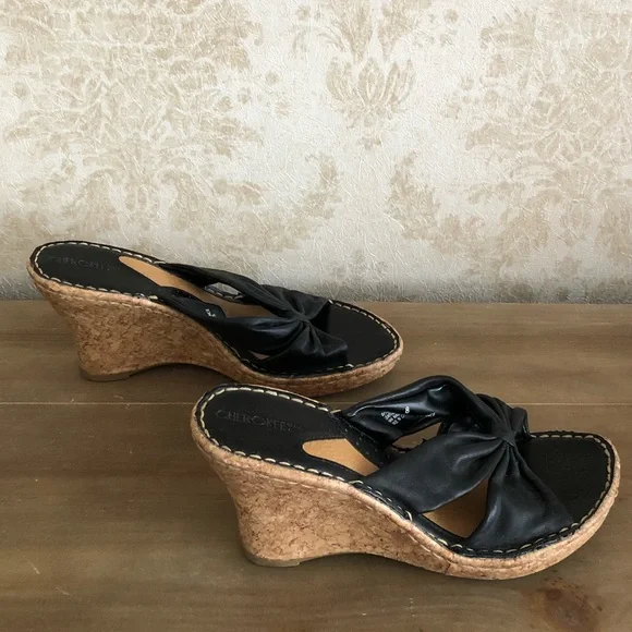 Cherokee wedges leather sandals - Picture 4 of 8